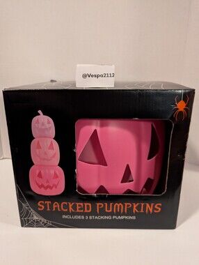 Summerween Pumpkin Stacking Set Of 3 Pink Pumpkins Halloween Plastic Stackable